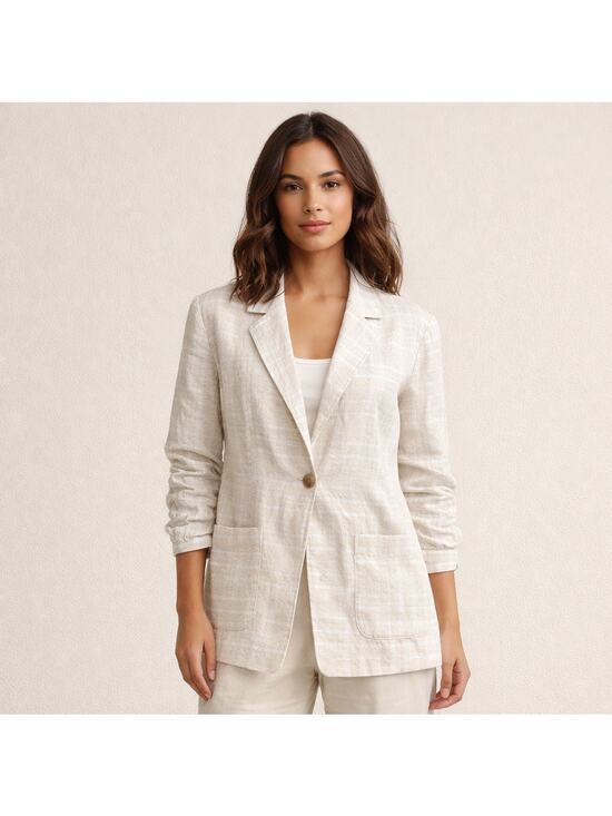 Ellen Tracy Jackets & Blazers - Ellen Tracy Linen Tan and White Striped Blazer Size L NWT Linen Blend